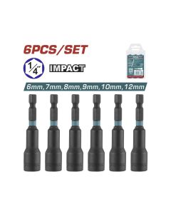 Total 6-delni set udarnih magnetnih usadnih nastavaka HEX 6-12m