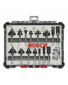Komplet raznih glodala 15 komada prihvat 8 mm Bosch